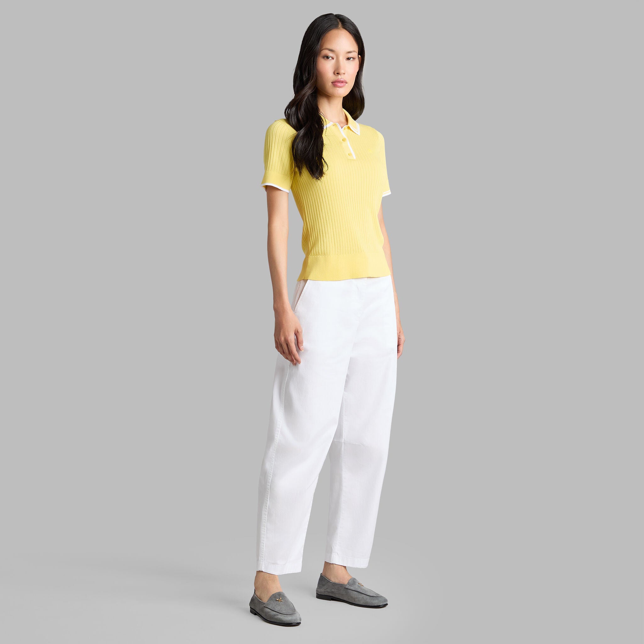 RIBBED KNIT SWEATER POLO