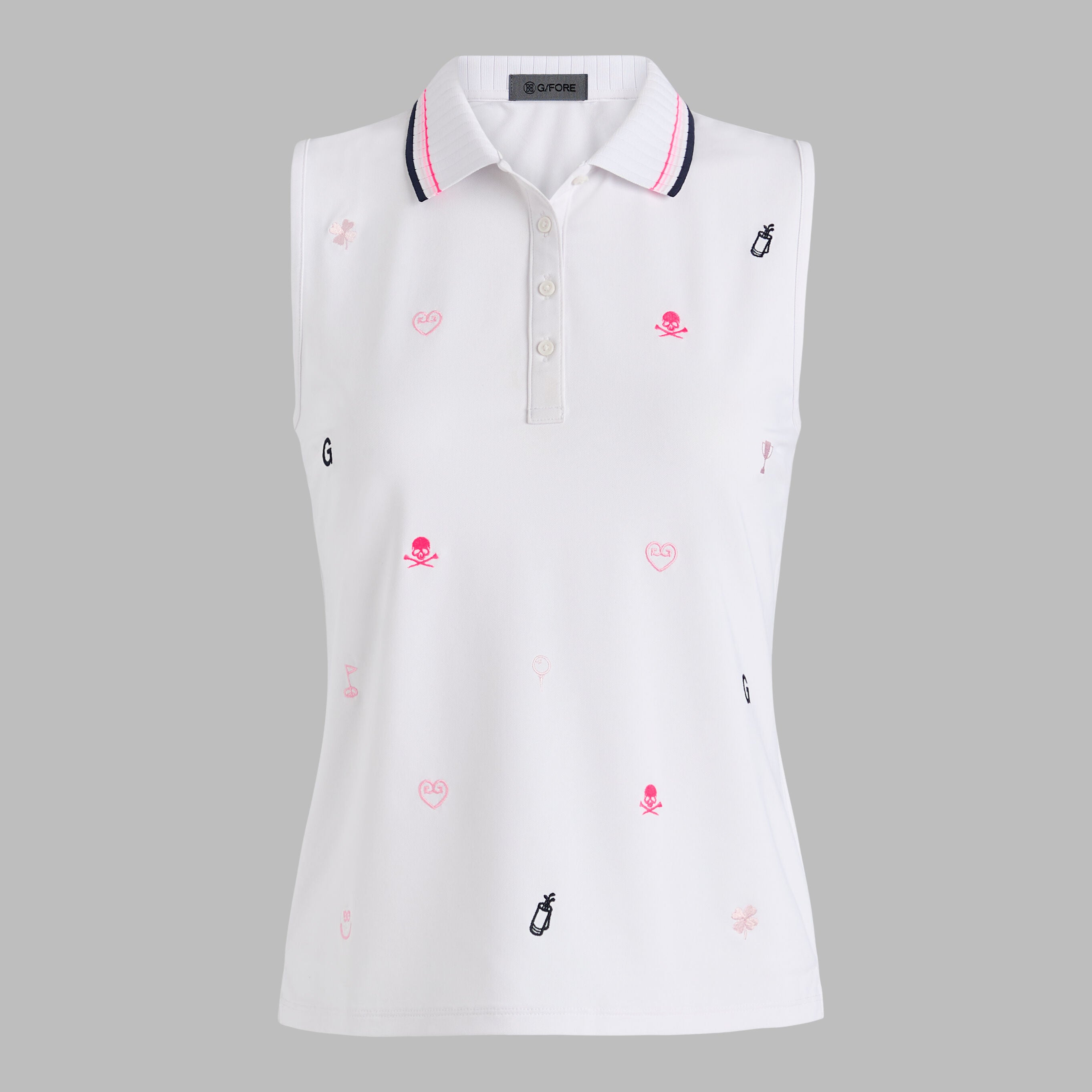 EMBROIDERED TECH PIQUÉ SLEEVELESS PERFORMANCE POLO