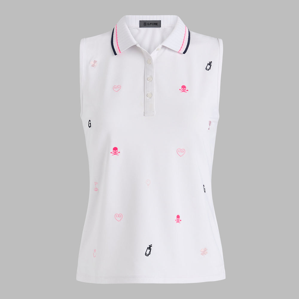 EMBROIDERED TECH PIQUÉ SLEEVELESS PERFORMANCE POLO