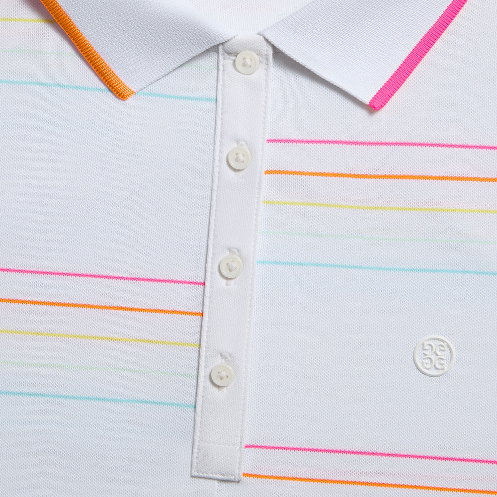 OFFSET STRIPE TECH PIQUÉ SLEEVELESS POLO