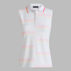 OFFSET STRIPE TECH PIQUÉ SLEEVELESS POLO