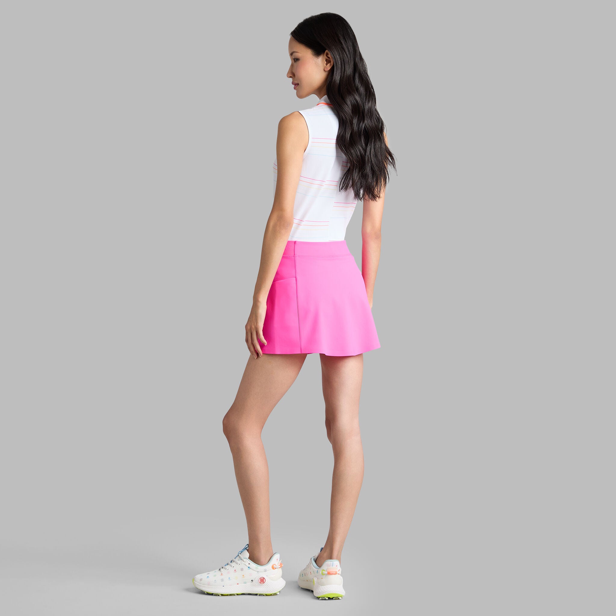 OFFSET STRIPE TECH PIQUÉ SLEEVELESS POLO