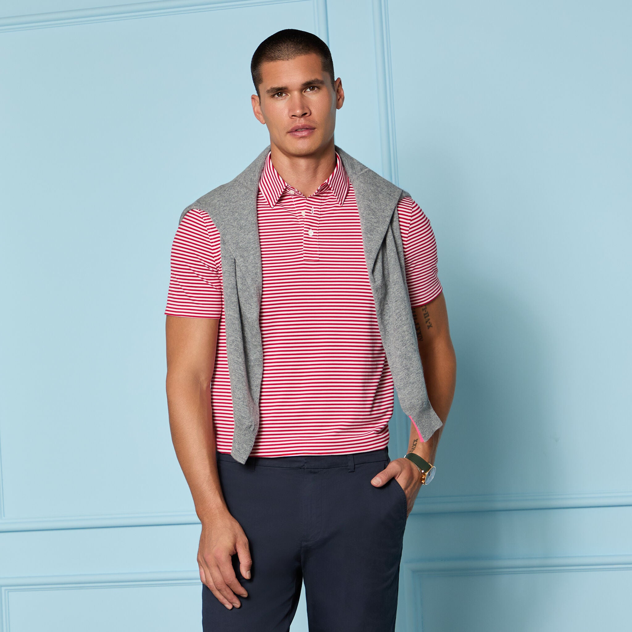 ALL PLAY STRIPE STRETCH KNIT POLO