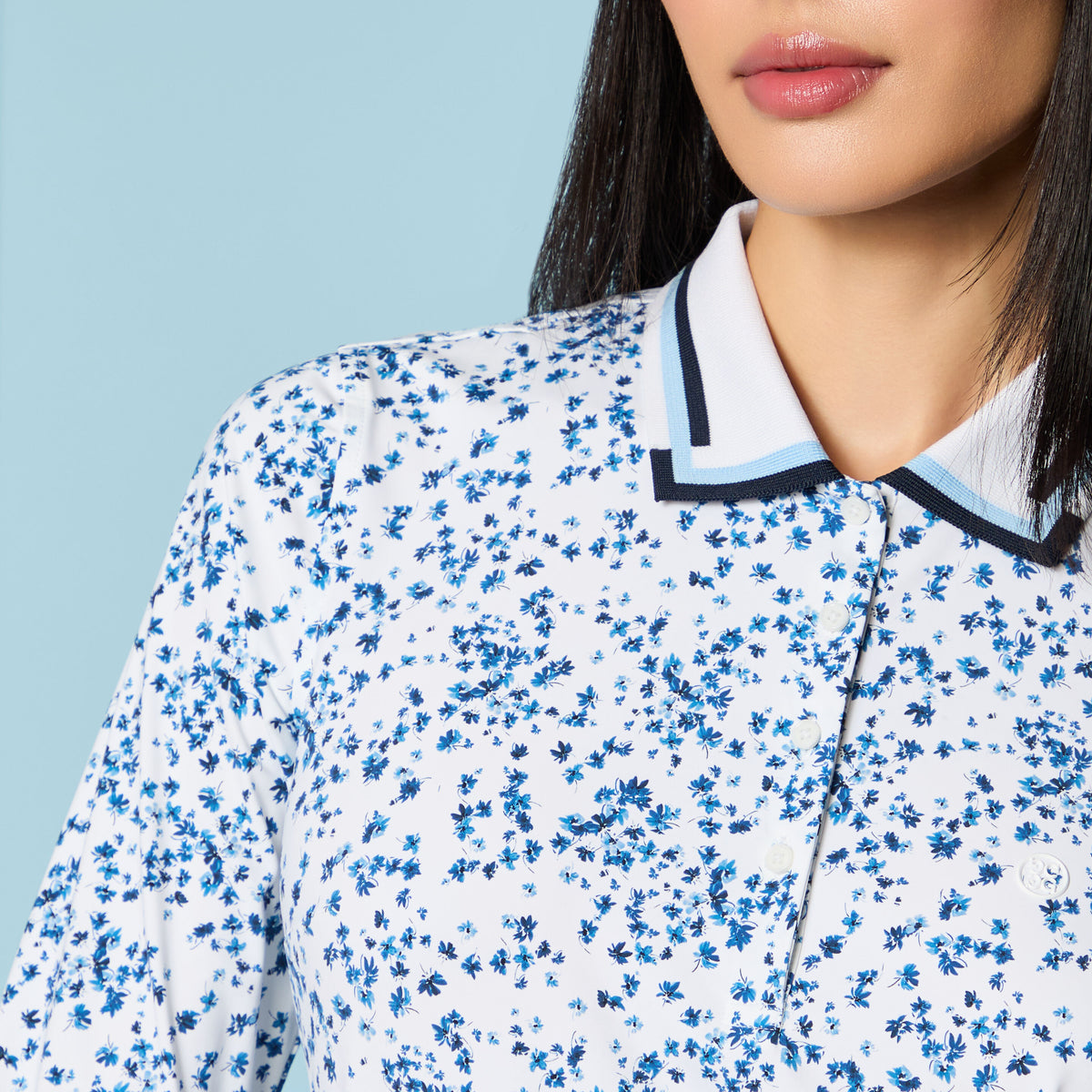 SCATTERED DITZY SILKY TECH NYLON LONG SLEEVE POLO