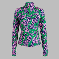 STAMPED FLORAL TECH JERSEY PULLOVER