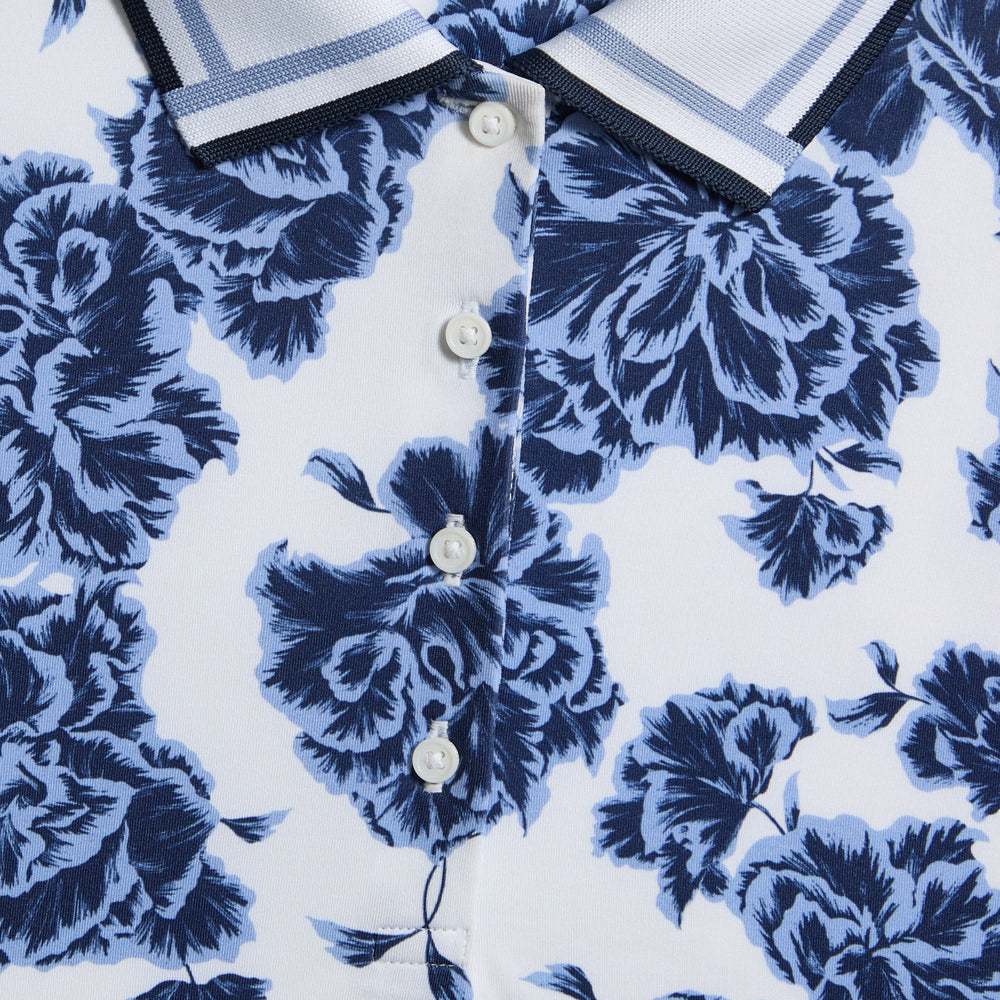 STAMPED FLORAL TECH JERSEY SLEEVELESS POLO