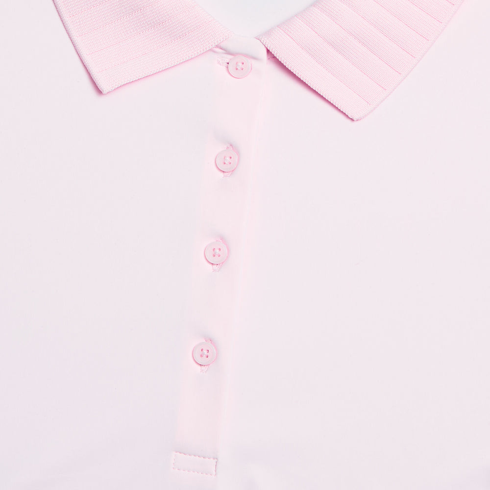 PLEATED COLLAR SILKY TECH NYLON SLEEVELESS POLO