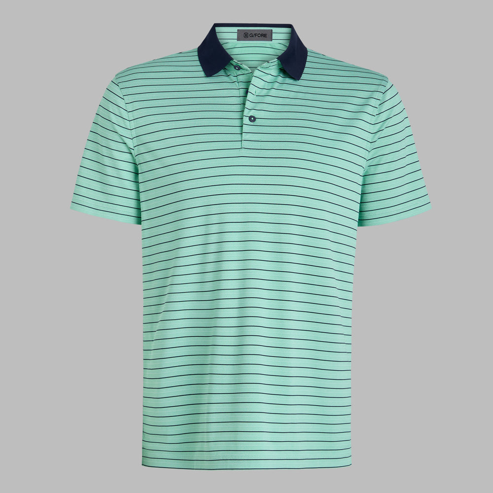 HERRINGBONE STRIPE TECH JERSEY POLO
