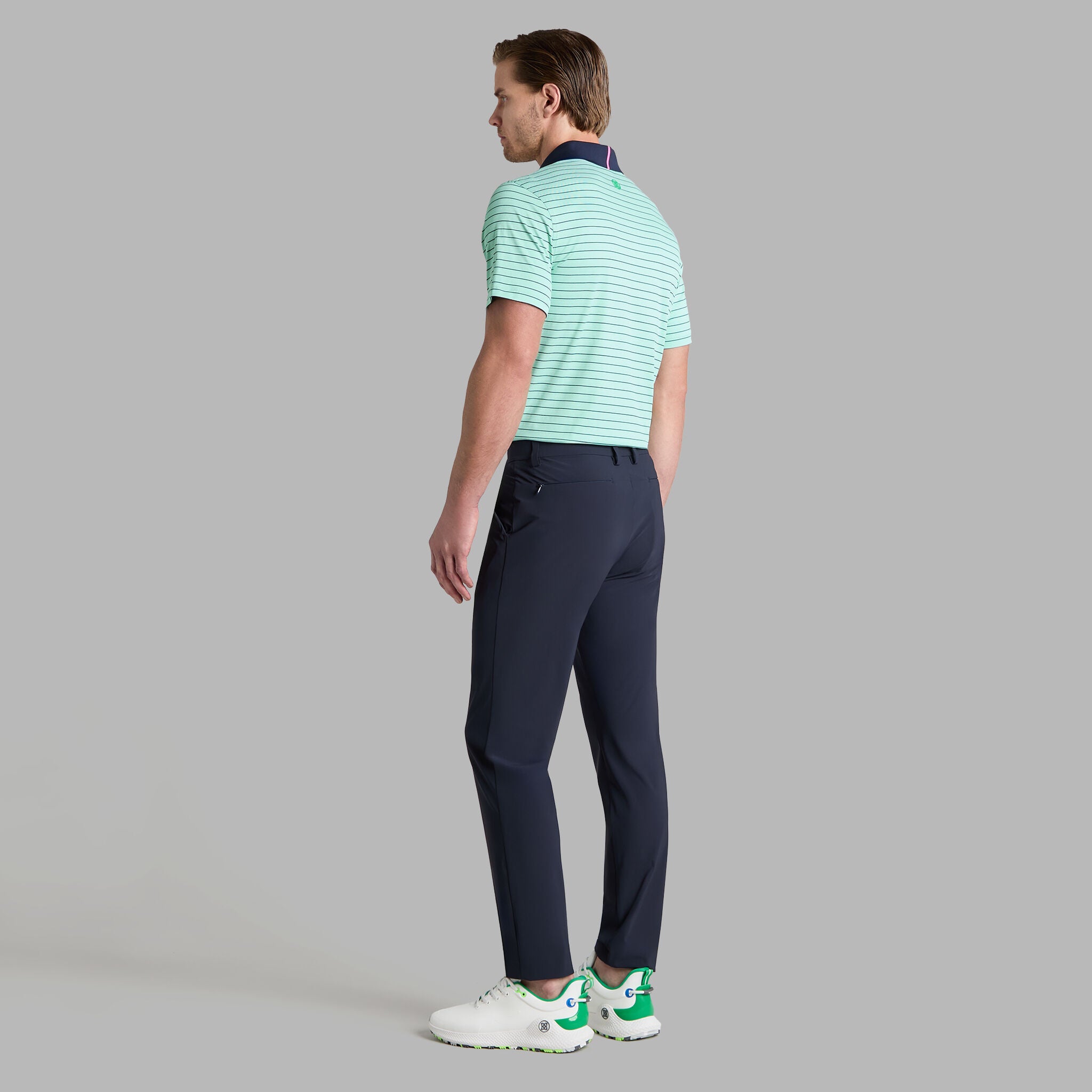HERRINGBONE STRIPE TECH JERSEY POLO