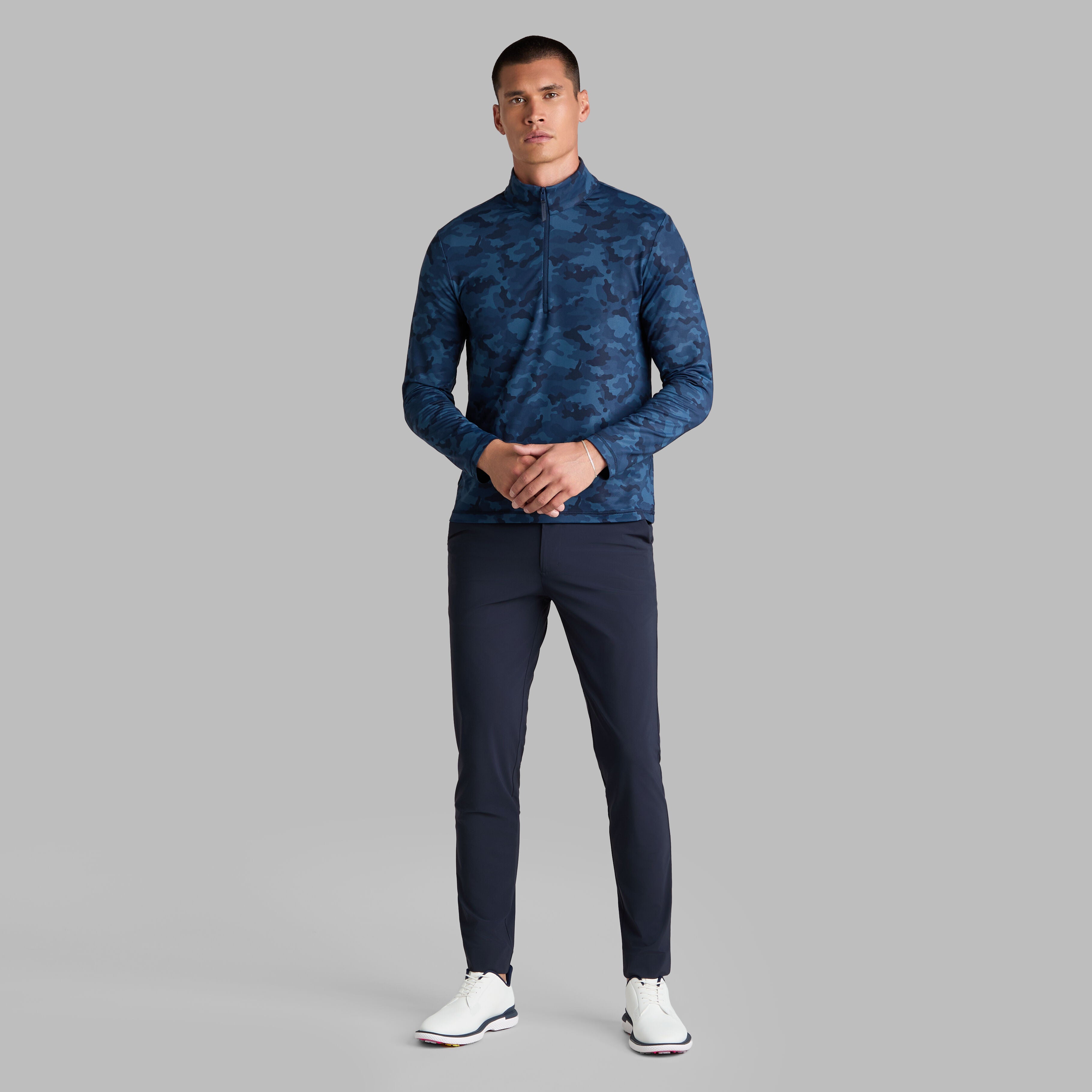 BRUSHED BACK TECH TERRY QUARTER ZIP PULLOVER