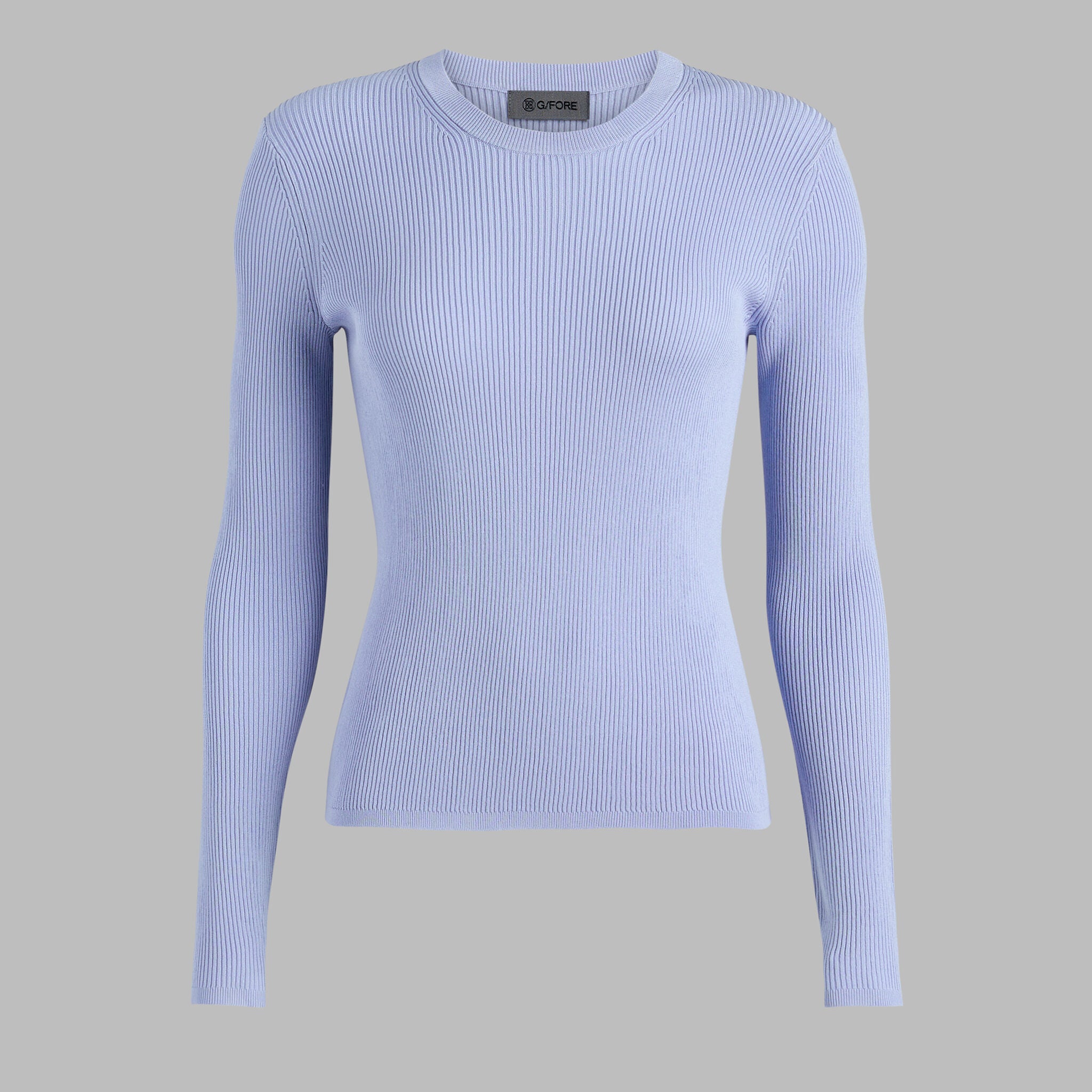 COTTON BLEND RIB KNIT FITTED TOP