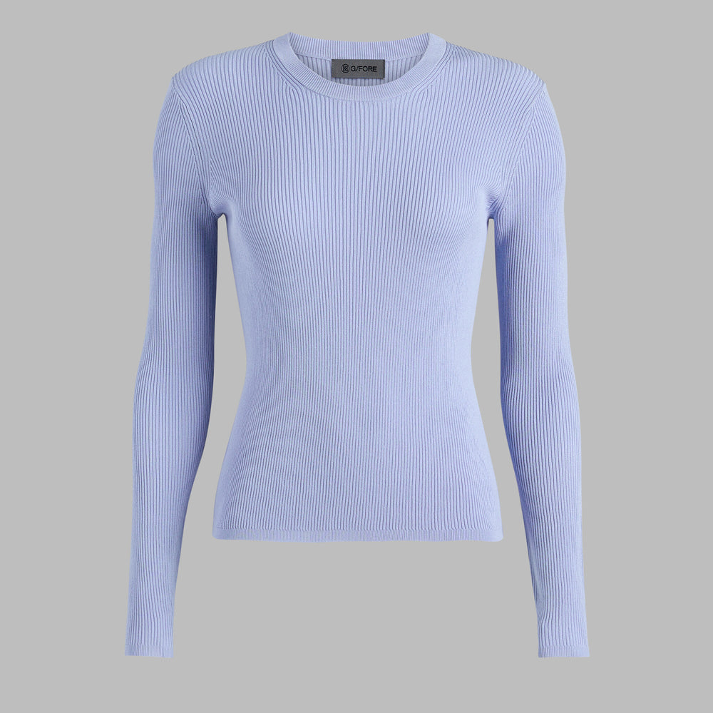 COTTON BLEND RIB KNIT FITTED TOP