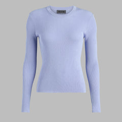 COTTON BLEND RIB KNIT FITTED TOP