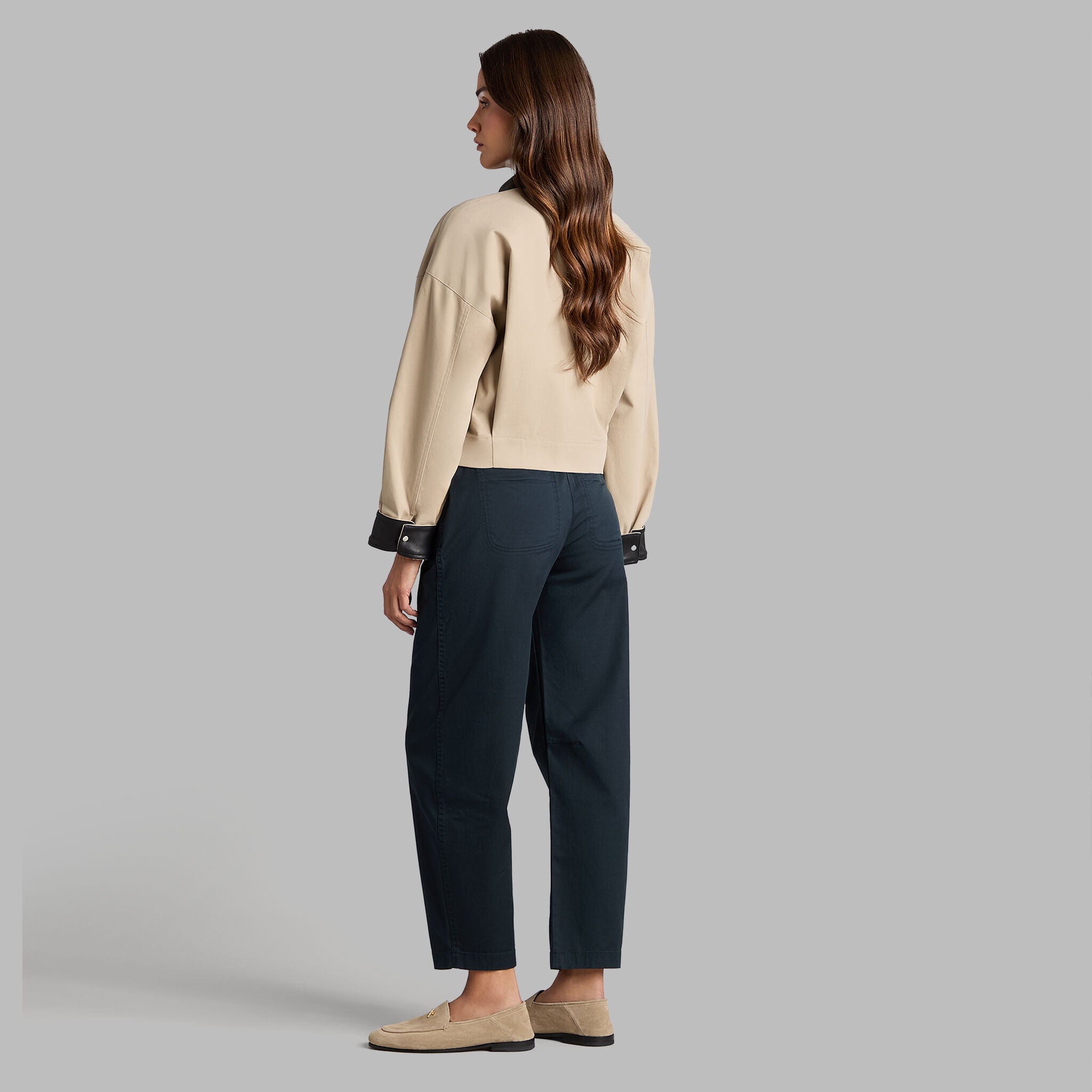 LTD RELEASE LEATHER COLLAR TRI-COTTON CROPPED JACKET
