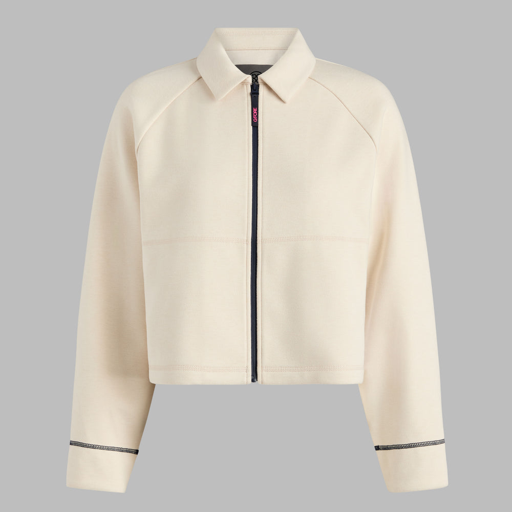 COZY DOUBLE KNIT CROPPED COLLARED JACKET