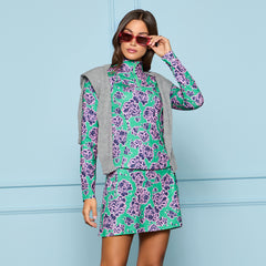 STAMPED FLORAL TECH JERSEY PULLOVER