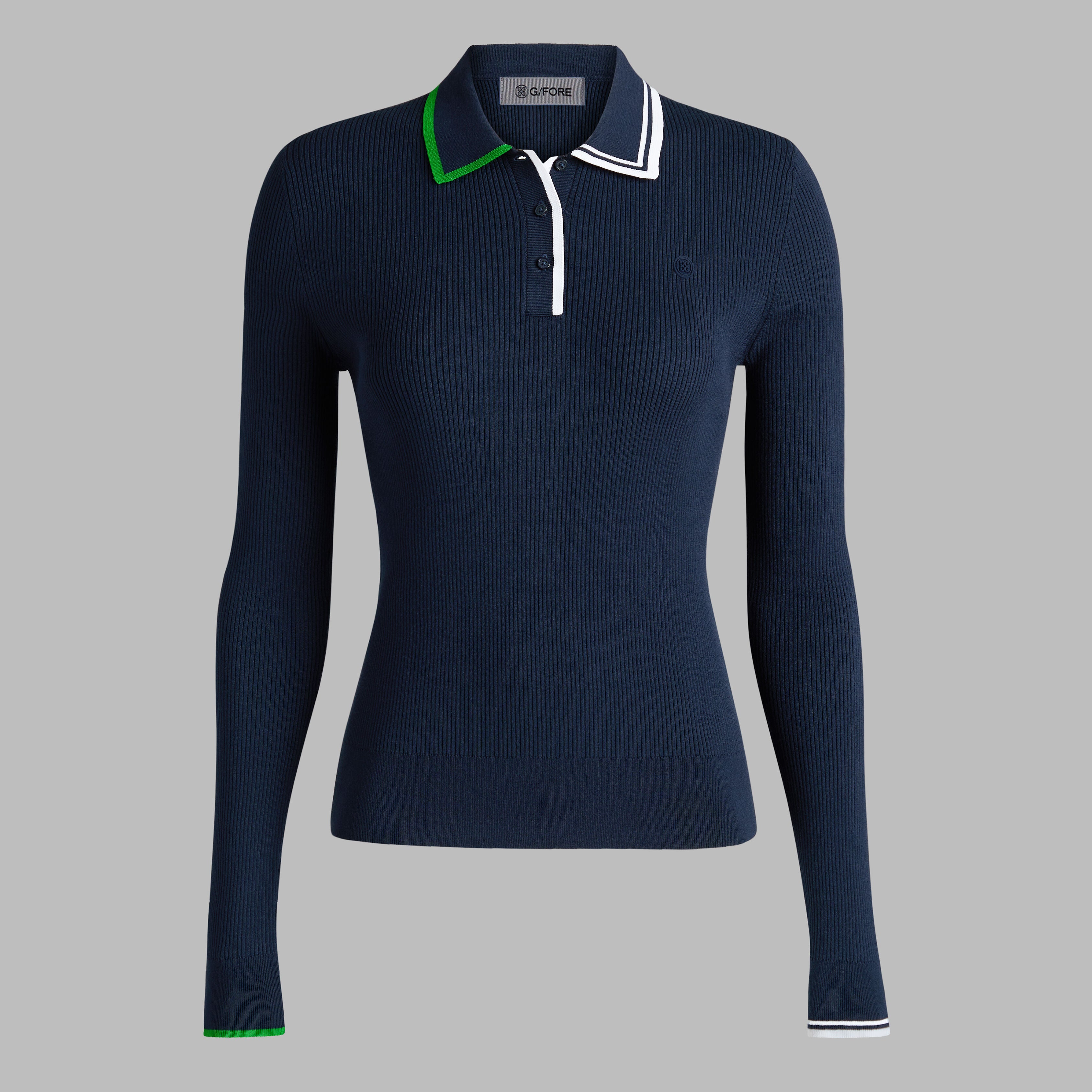 VISCOSE BLEND LONG SLEEVE KNIT POLO