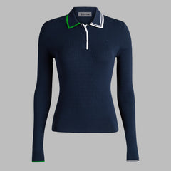 VISCOSE BLEND LONG SLEEVE KNIT POLO