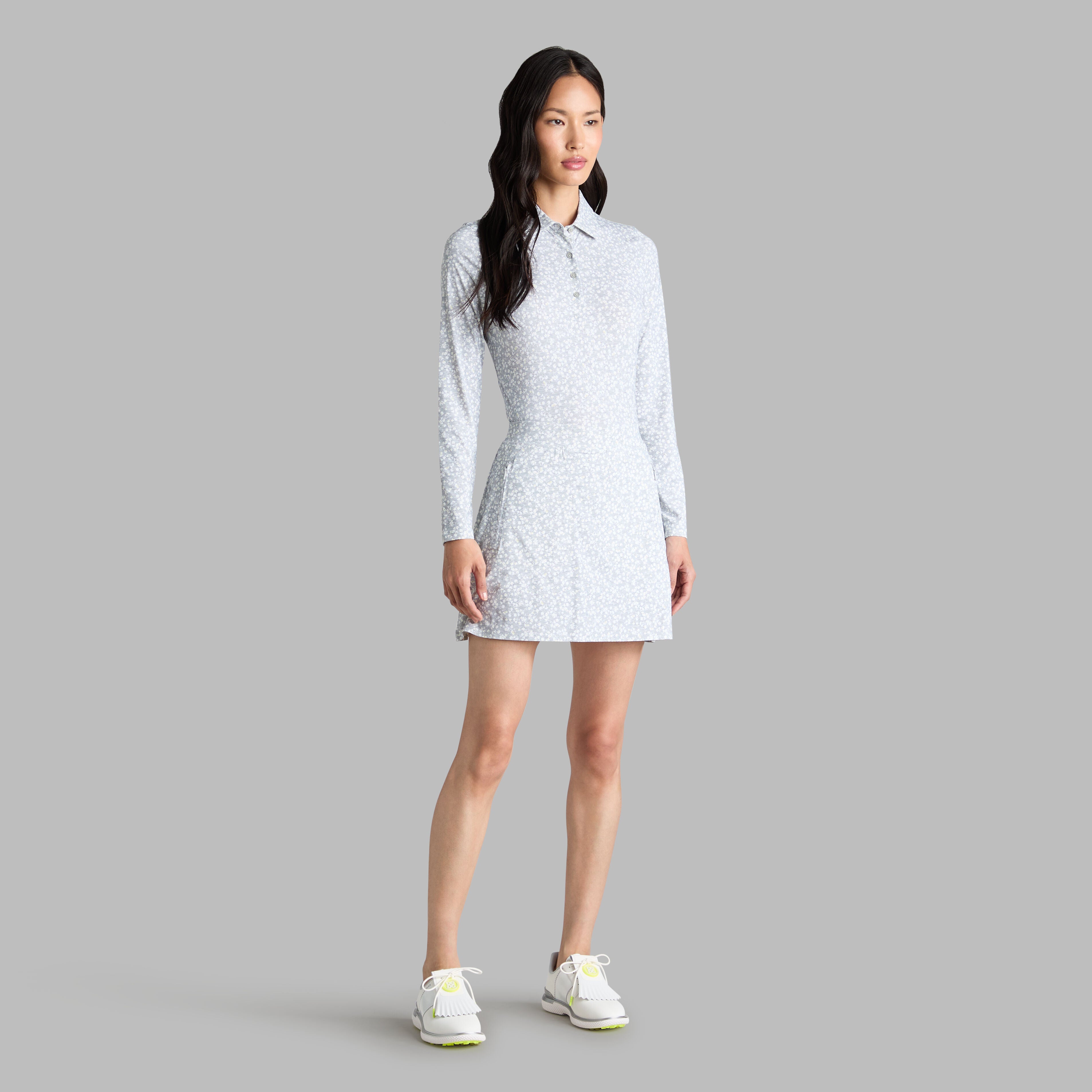 DITSY FLORAL TECH JERSEY LONG SLEEVE POLO