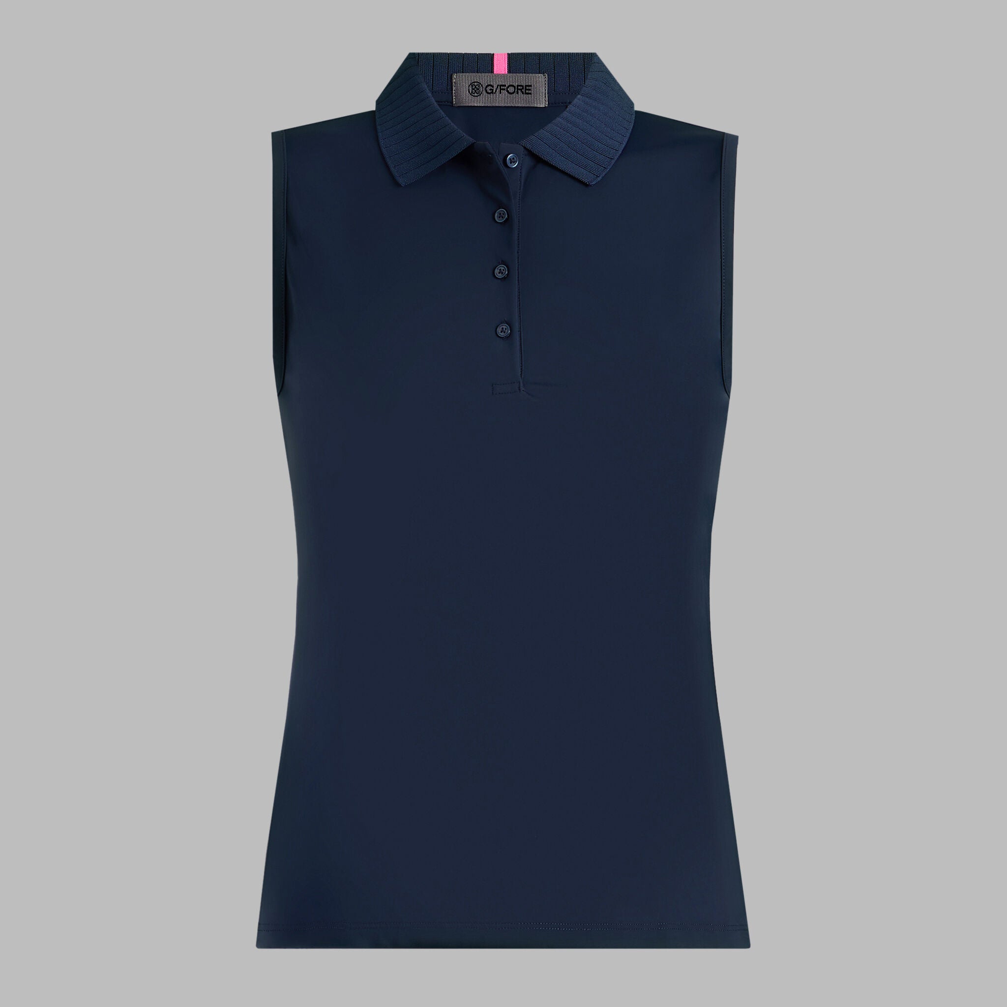 PLEATED COLLAR SILKY TECH NYLON SLEEVELESS POLO