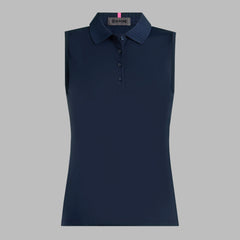 PLEATED COLLAR SILKY TECH NYLON SLEEVELESS POLO