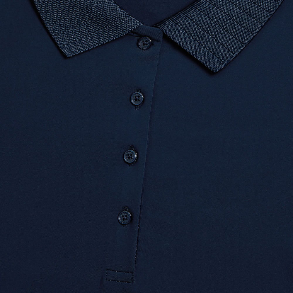 PLEATED COLLAR SILKY TECH NYLON SLEEVELESS POLO