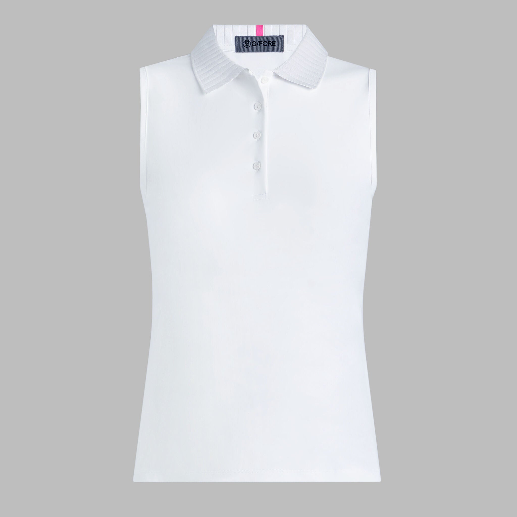 PLEATED COLLAR SILKY TECH NYLON SLEEVELESS POLO
