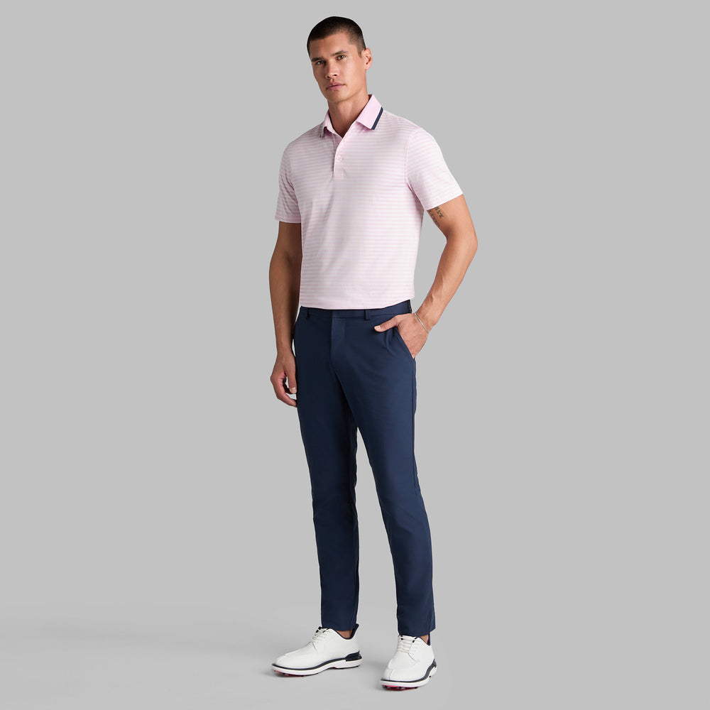 PERFORATED STRIPE JERSEY POLO