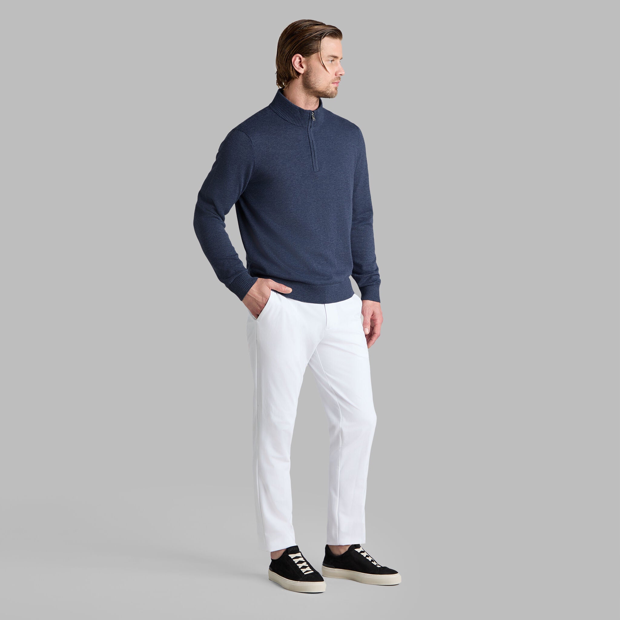 COOLING COTTON 1/4 ZIP SWEATER