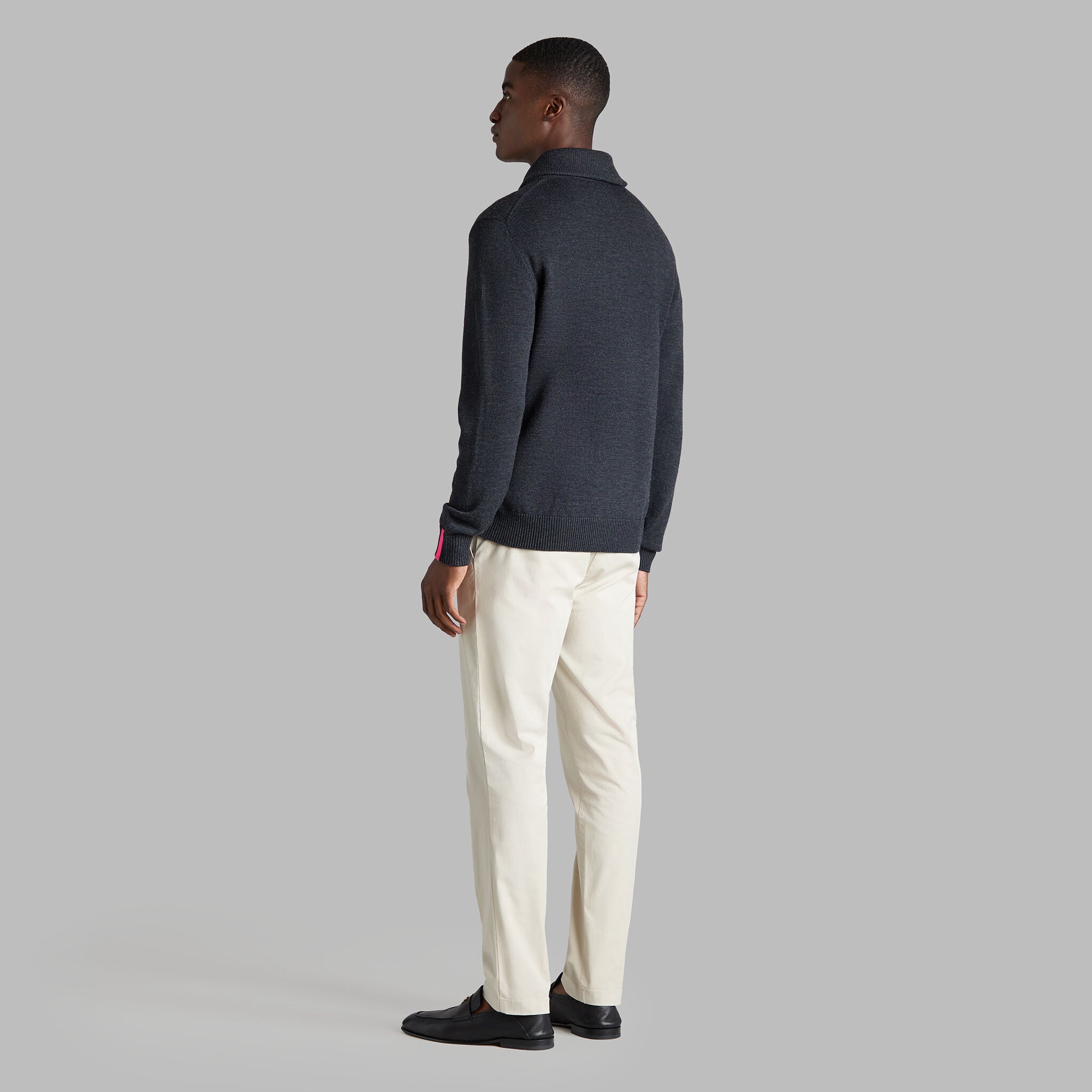 SHAWL COLLAR MERINO WOOL SWEATER