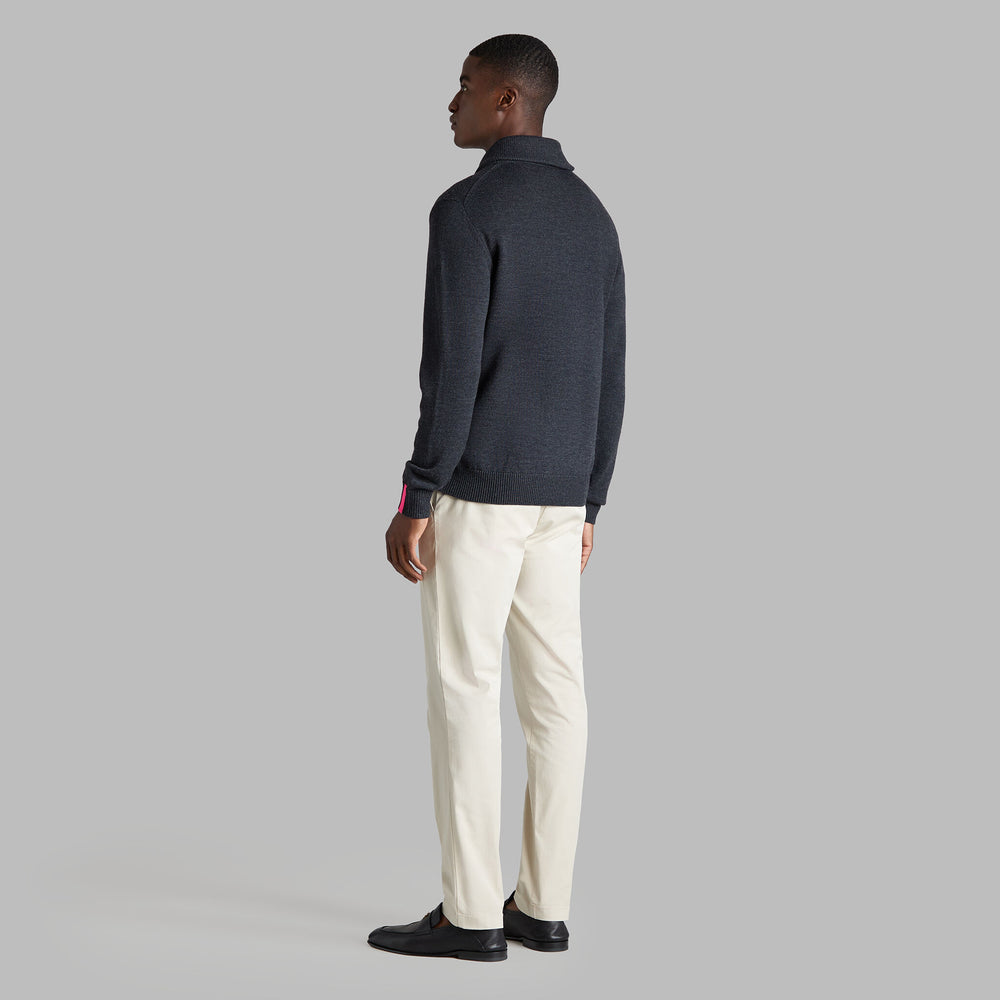 SHAWL COLLAR MERINO WOOL SWEATER