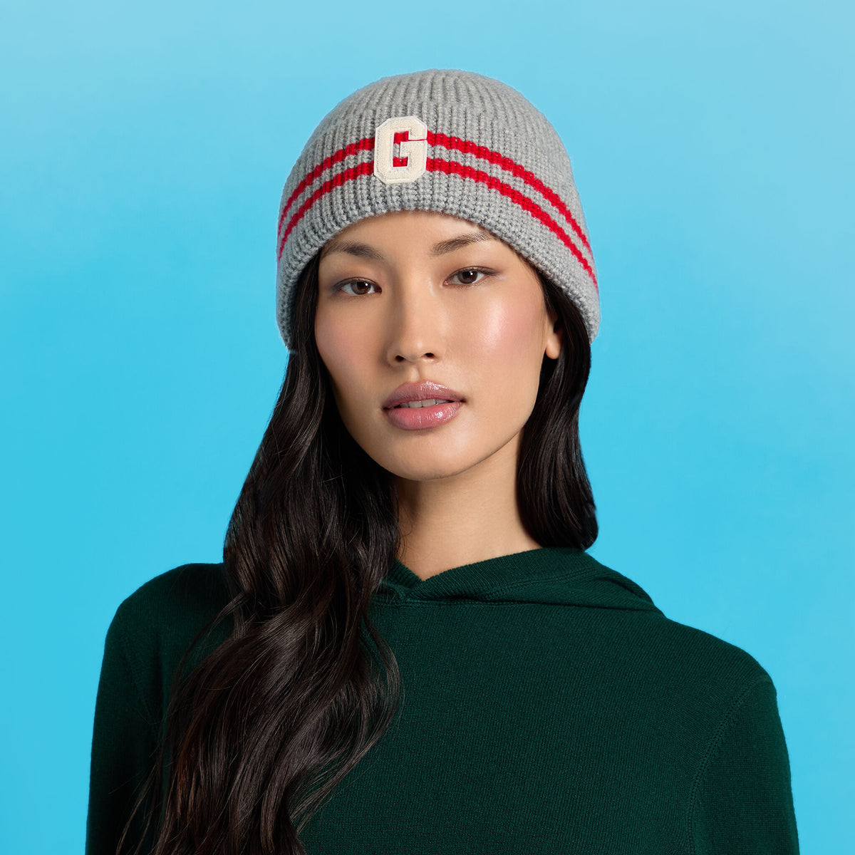 STRIPED IT LETTER G WOOL CASHMERE BEANIE