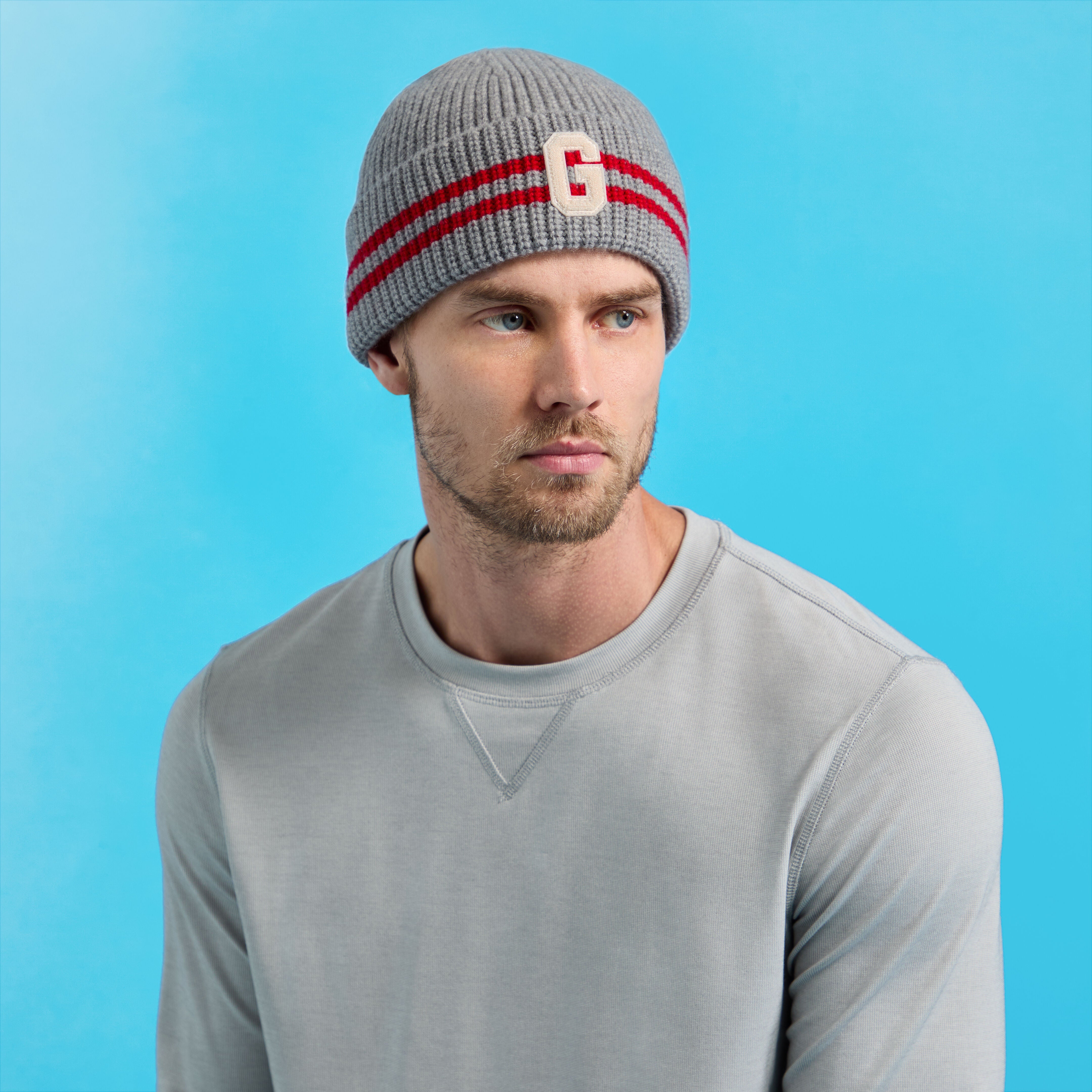 STRIPED IT LETTER G WOOL CASHMERE BEANIE