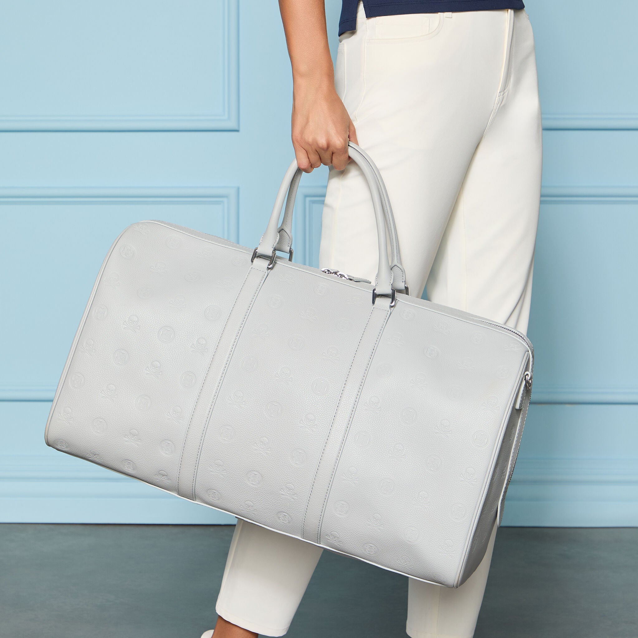 EMBOSSED SKULL & TEES LEATHER WEEKENDER