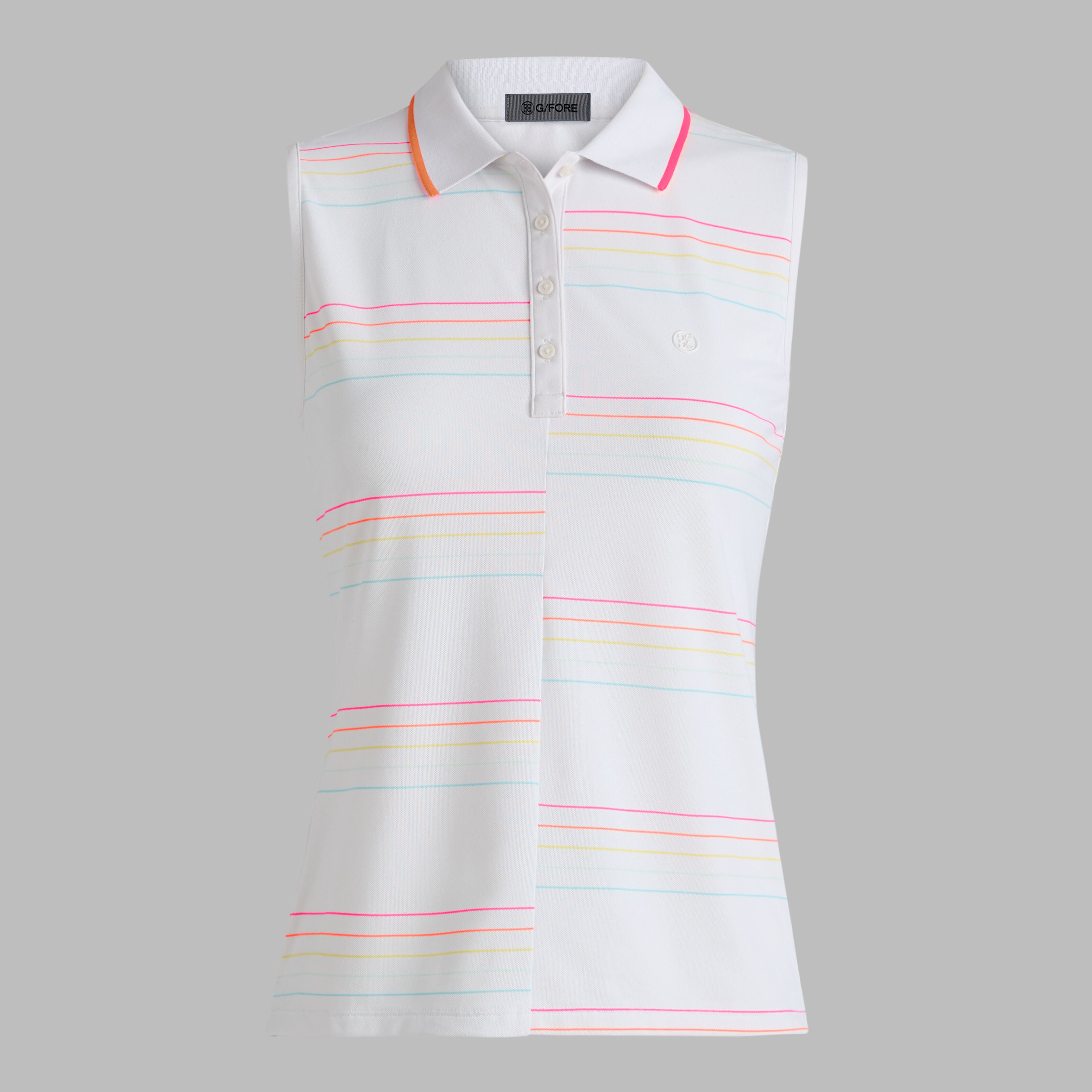 OFFSET STRIPE TECH PIQUÉ SLEEVELESS POLO