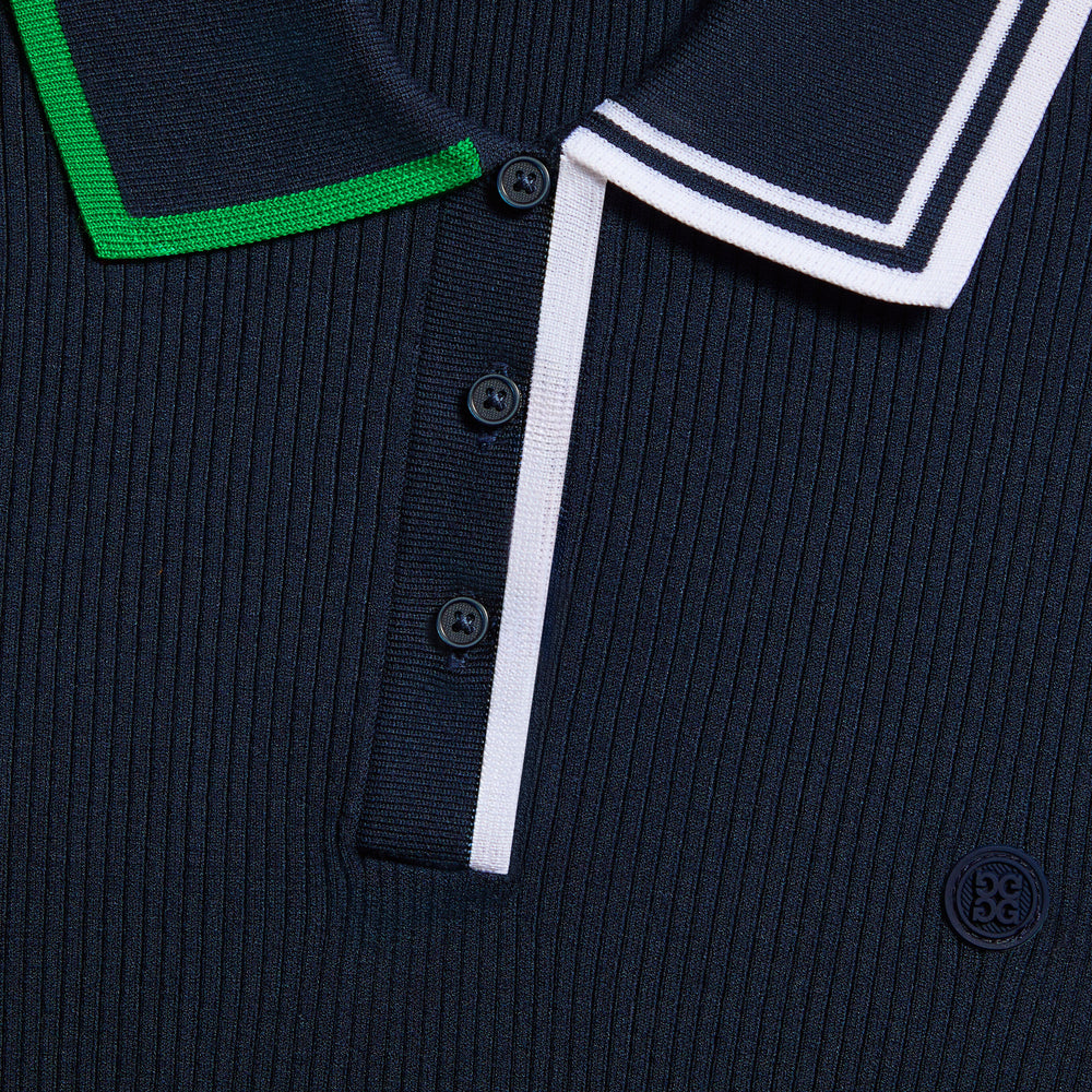 VISCOSE BLEND LONG SLEEVE KNIT POLO
