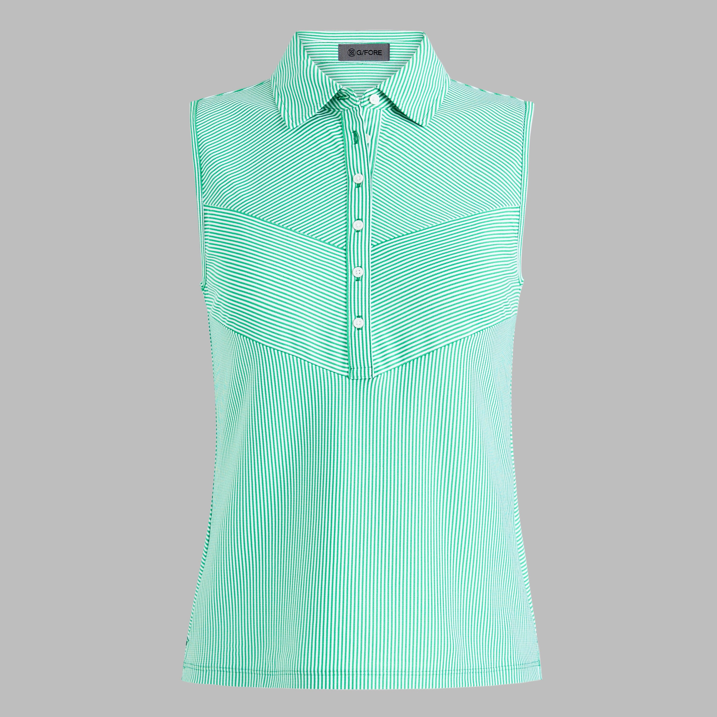 CHEVRON STRIPE TECH PIQUÉ SLEEVELESS POLO