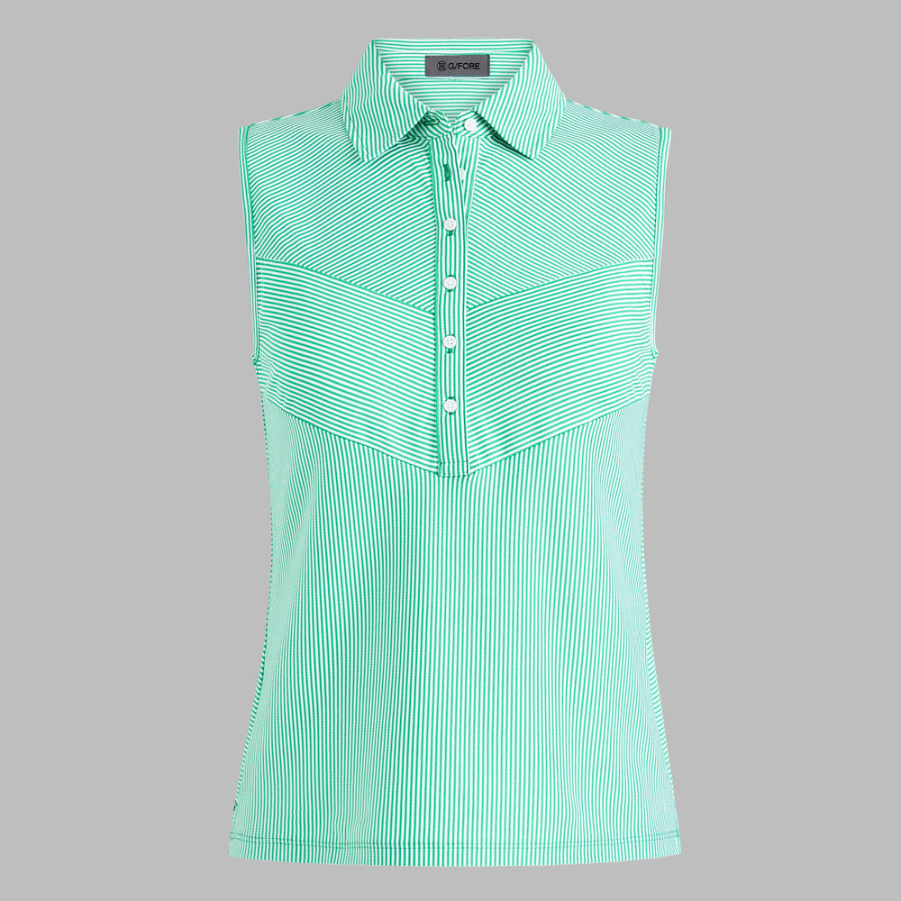 CHEVRON STRIPE TECH PIQUÉ SLEEVELESS POLO