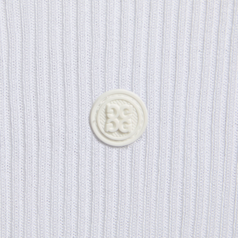 COTTON BLEND RIB KNIT FITTED TOP