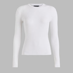 COTTON BLEND RIB KNIT FITTED TOP