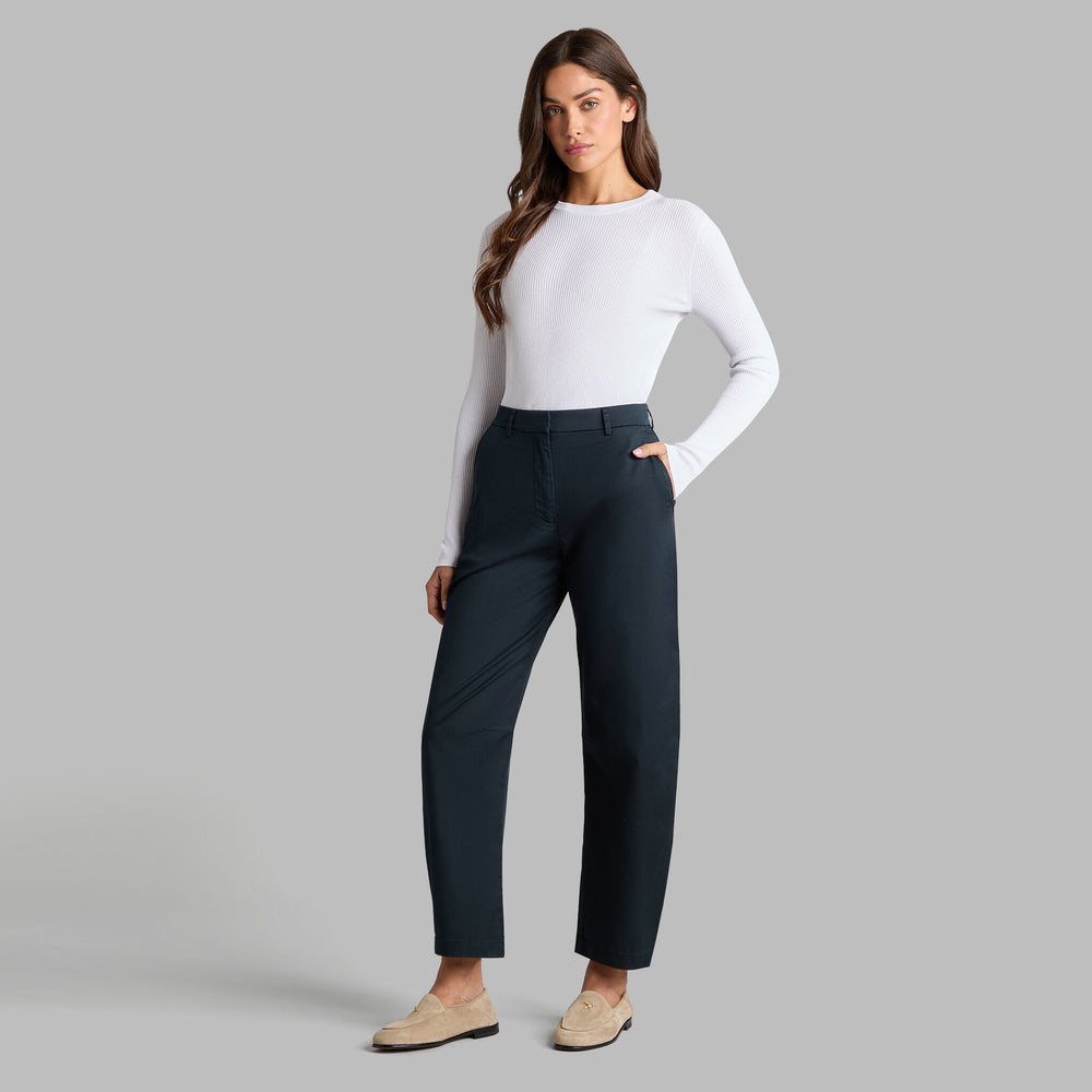 COTTON BLEND RIB KNIT FITTED TOP