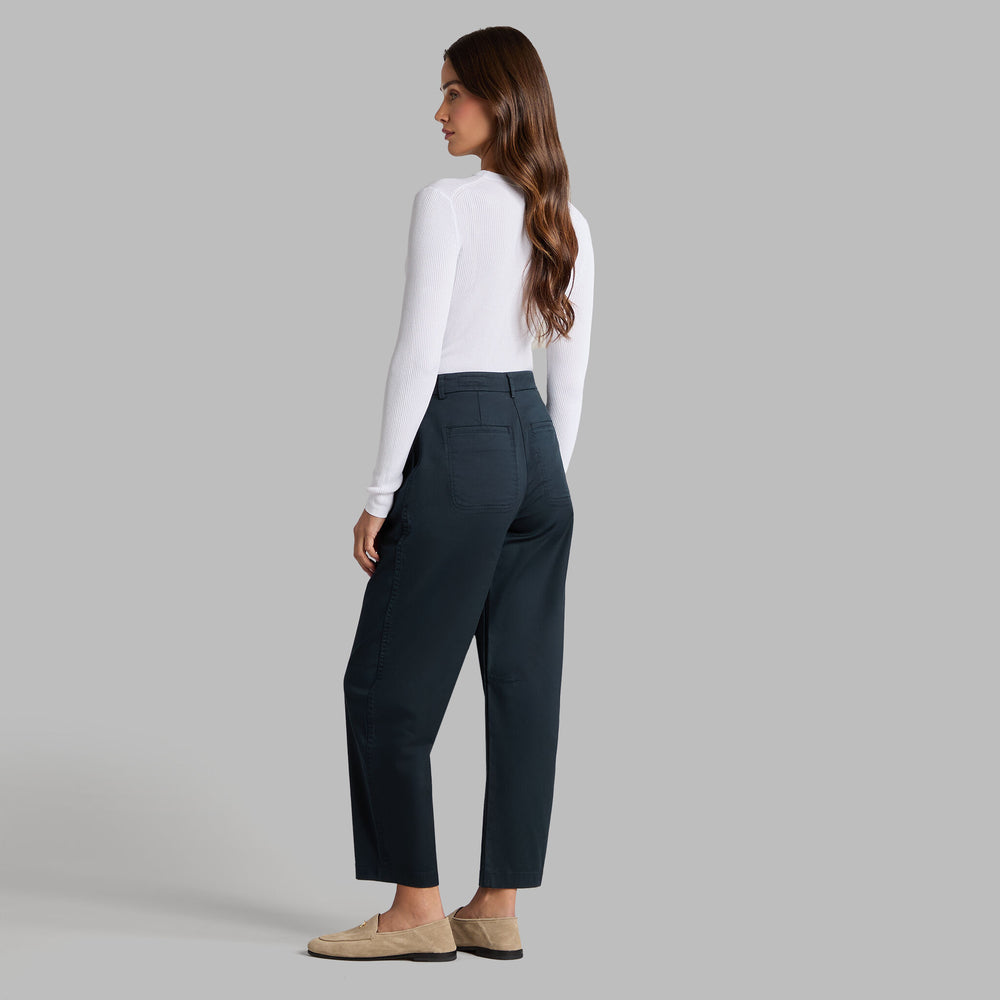 COTTON BLEND RIB KNIT FITTED TOP
