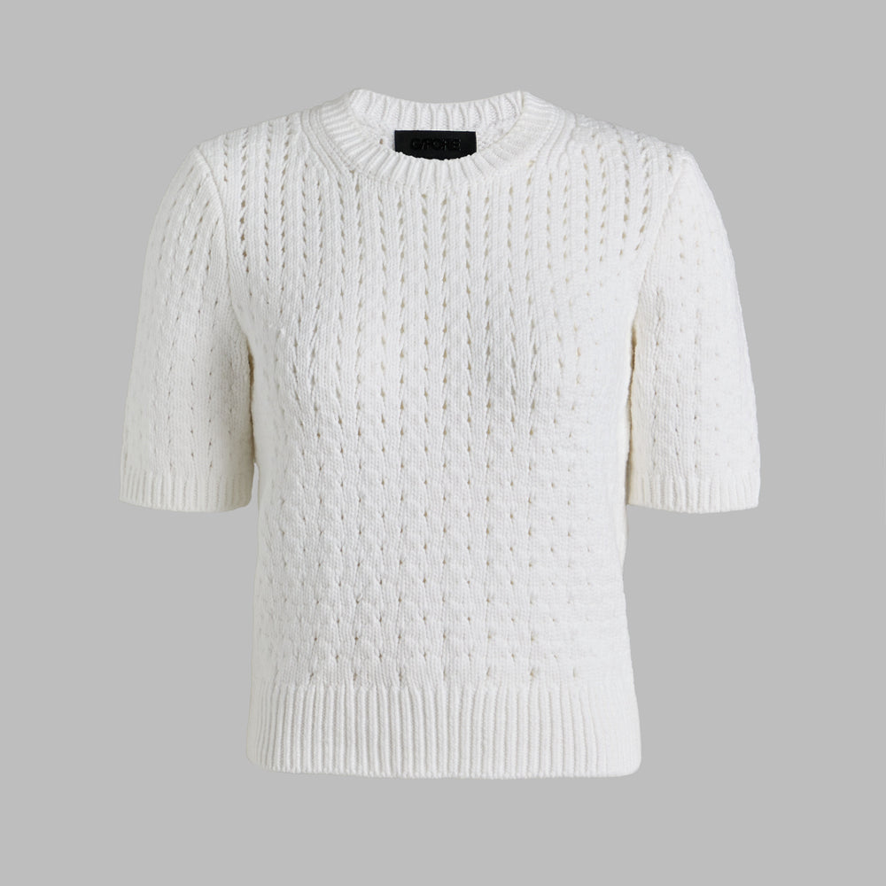 LTD RELEASE VILLA COTTON BLEND CROPPED SHORT SLEEVE SWEATER