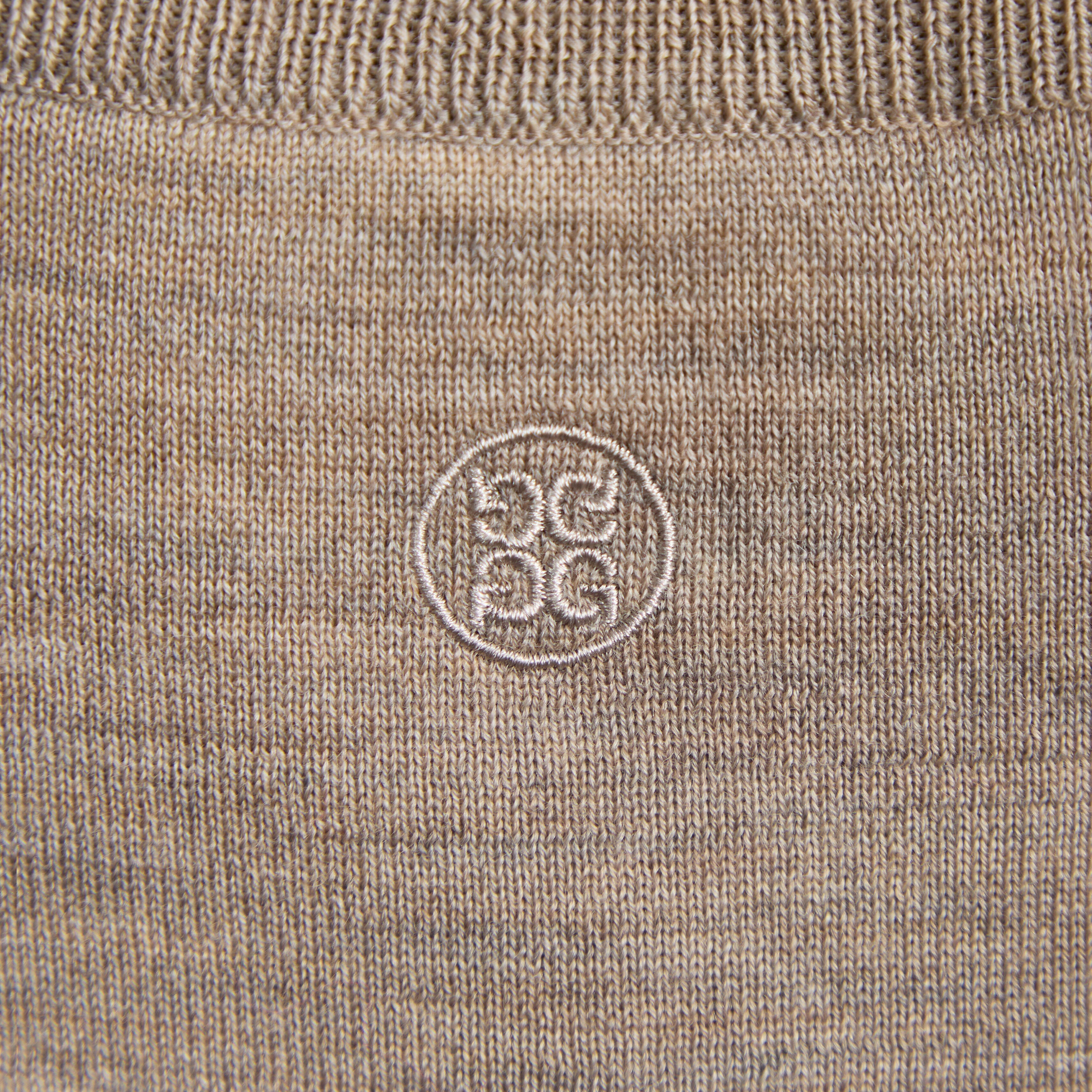 MERINO WOOL COTTON PLAITED 1/4 ZIP SWEATER