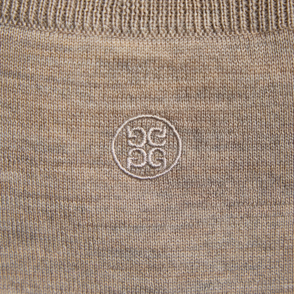 MERINO WOOL COTTON PLAITED 1/4 ZIP SWEATER