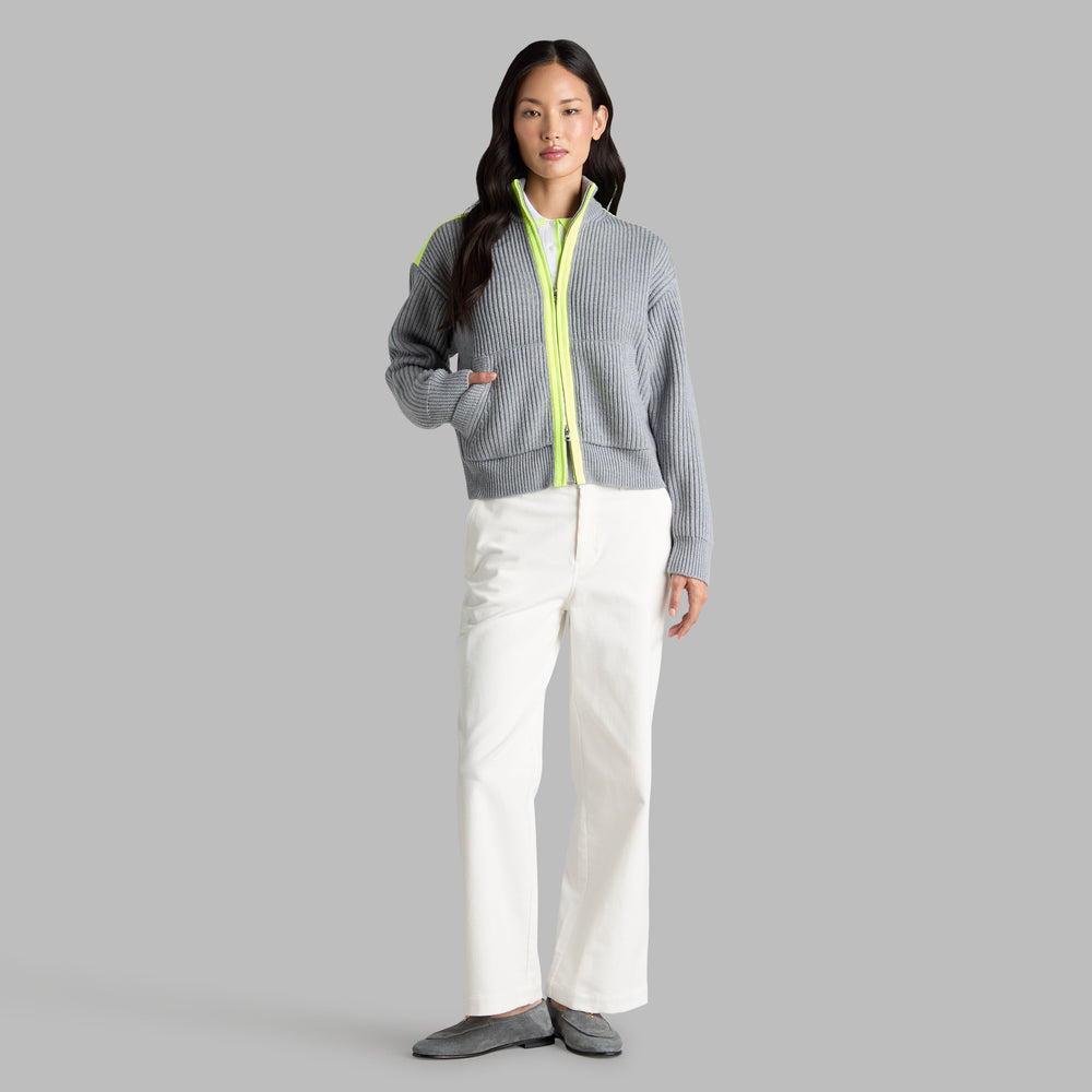 FUNNEL NECK MERINO WOOL SWEATER JACKET