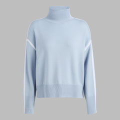 MERINO WOOL CONTRAST STRIPE TURTLENECK SWEATER
