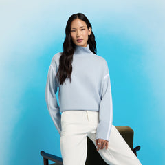 MERINO WOOL CONTRAST STRIPE TURTLENECK SWEATER