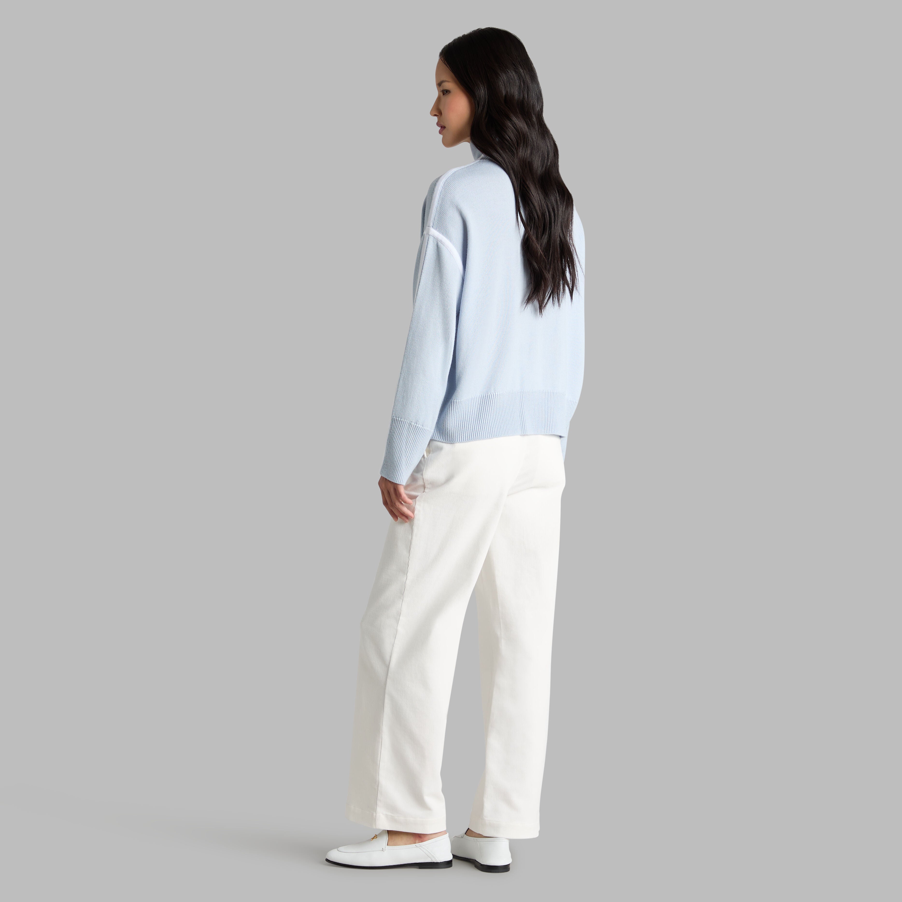 MERINO WOOL CONTRAST STRIPE TURTLENECK SWEATER