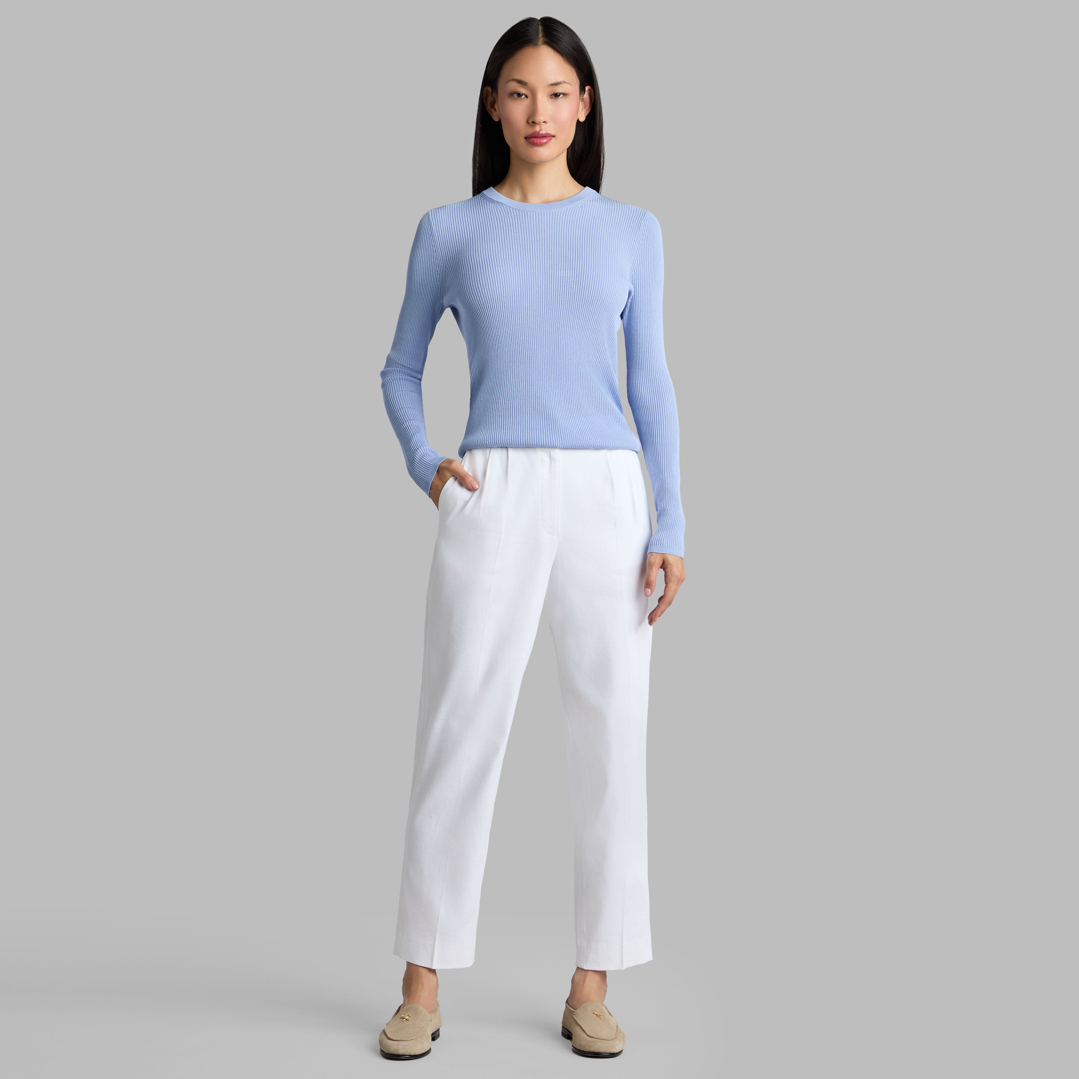 LTD RELEASE LINEN CROPPED PLEATED TROUSER